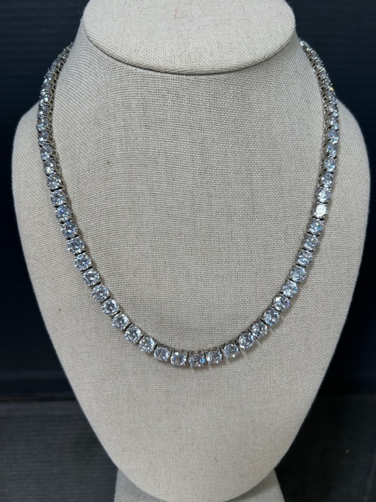 Classic 925 Sterling Silver Tennis Necklace with Clear CZ Stones